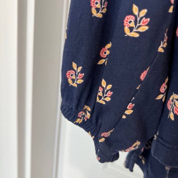 Old Navy Women’s Size Large Cotton/Modal Navy Blue V-Neck Henley Paisley Blouse - Picture 5 of 8